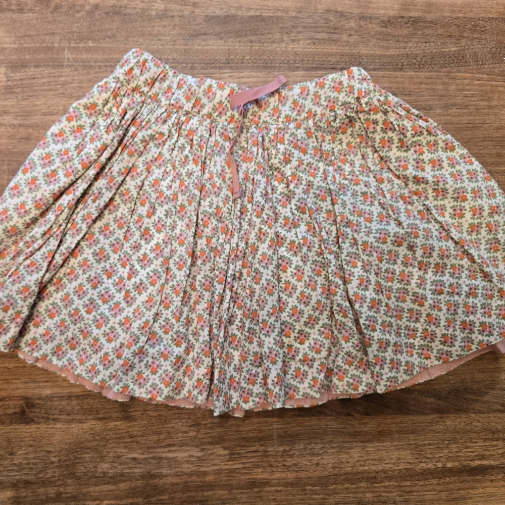 Mini Boden Cream Skirt with Pink and Orange Floral Pattern